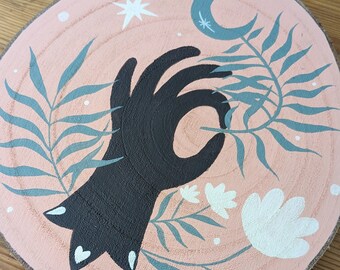 Handmade Moon Flower | Painting on wood | Single copy