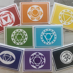 z 7 chakras + Om - Cartes faites main - Lot de 8