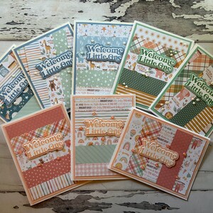 Tarjetas de bienvenida para bebé hechas a mano - Juego de 8