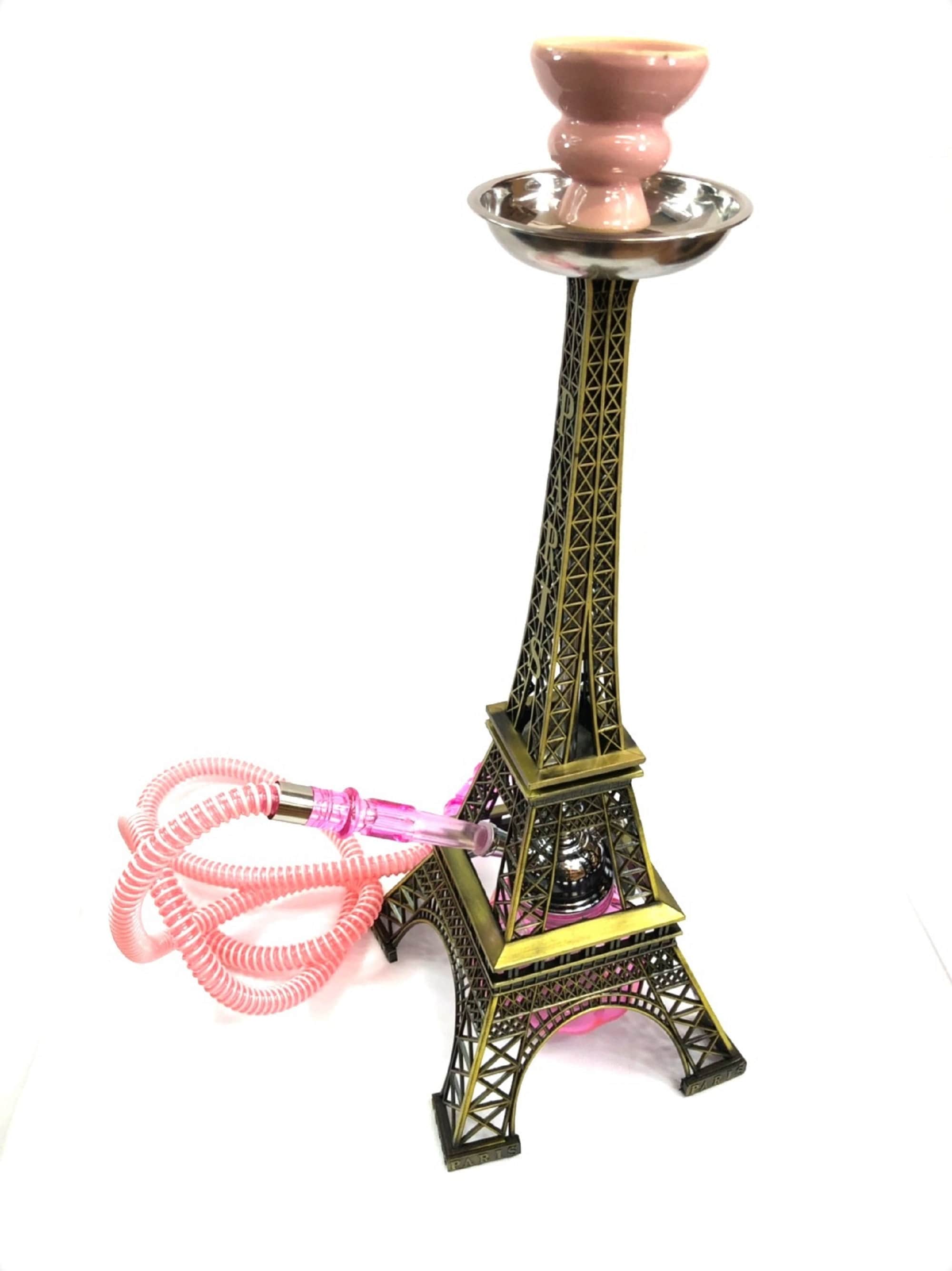EIFFEL TOWER PARIS Brass Frame 1 Hose Hookah Shisha Glass Pipe Tobacco