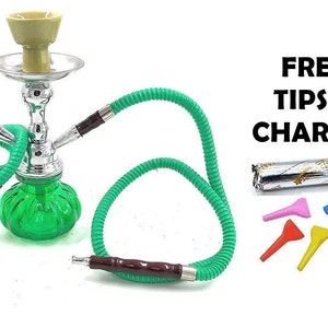 Two Hose Pumpkin Hookah Smoke Glass Vase Portable Decorative W Free Starlight Charoal Best Staring Kit for Starter
