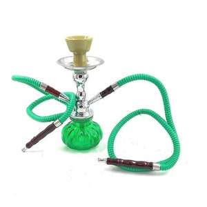 Two Hose Pumpkin Hookah Smoke Glass Vase Portable Decorative Functional Durable Metal Body Choose Your Color