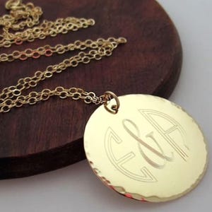 Monogram Necklace, Gold initials Pendant Custom Engraved Necklace, Personalized Necklace Monogrammed Necklace Engraved Pendant Birthday Gift
