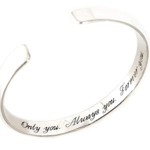 Secret Message Cuff Bracelet Women Personalized Gift for her Inspirational Bracelet Sterling Silver Bangle Birthday Gift Graduation Gift