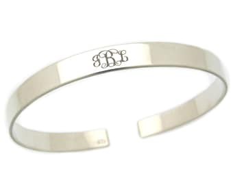 Monogramm-Armband aus Sterlingsilber mit Initialen und Gravur, inspirierendes Zitat, bedeutungsvolles Geschenk für Ehefrau, Geburtstagsgeschenk, personalisiertes Geschenk