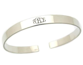 Monogramm Armband Sterling Silber Initialen Manschette Armband Graviert Inspirierendes Zitat Bedeutungsvolles Geschenk Frau Geburtstagsgeschenk Personalisiertes Geschenk