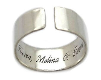 Secret Message Ring Hidden text Engraved Ring Personalized Sterling Silver Band Custom Ring Names Ring Personalized gift him Birthday Gift