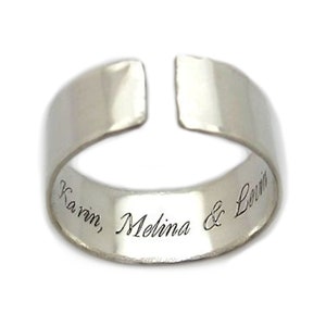 Hidden Engraved names Ring Secret Message Ring Personalized Sterling Silver Band Custom husband Ring Personalized gift him Birthday Gift