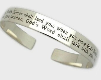 Long Message Engraved Bracelet, Custom Silver Bangle, Inspirational Cuff Bracelet, Personalized Quote Bangle, Prayer bracelet, Mantra Cuff
