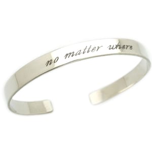 Motivational Bracelet Personalized Gift Birthday  Gift for her Inspirational Cuff Message Engraved bracelet skinny cuff Sterling Silver 925