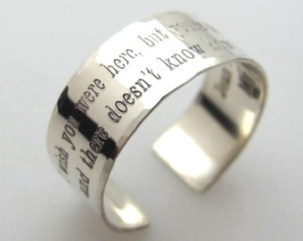 Anello con citazione ispiratrice, anello personalizzato in argento sterling, anello regolabile con messaggio inciso, regalo di laurea, regalo di compleanno per lei