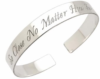 Inscription Cuff Bracelet Personalized Bracelet Birthday Gift for Her or Him Minimalist Silver Bracelet Engraved Custom Jewelry Silver Cuff