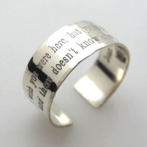 Inspirational Quote Ring Personalized Band Custom Sterling Silver Ring Adjustable Engraved Message Rings Graduation gift Birthday gift her