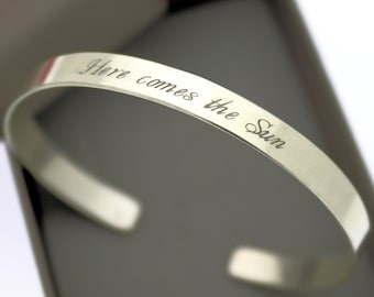 Inspirational Bracelet Engraved Silver Bangle Cuff Birthday Days Gift for Her Skinny Cuff Personalized bracelet for women Graduation gift