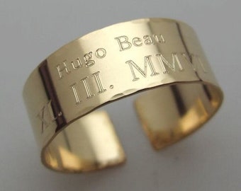 Personalized Gold Ring Custom Roman Numeral Date Band Quote Engraved Ring Inspirational Rings 14K Gold Filled Customized Ring for her or him