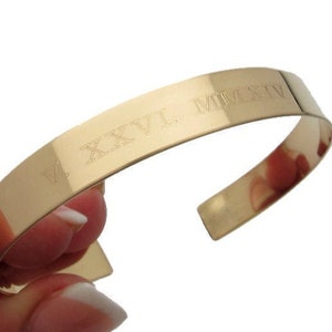 Roman Numerals Anniversary Date Bracelet for Women Personalized Anniversary Gift 14k Gold Filled Engraved Bangle Wife Birthday Gift
