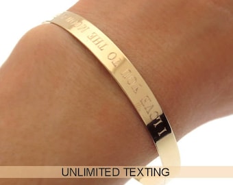 Goud gevulde gepersonaliseerde Manchetarmband Inspirerende Gouden Bangle Manchetarmband Gegraveerde aangepaste armband Verjaardagscadeau voor haar naamarmband