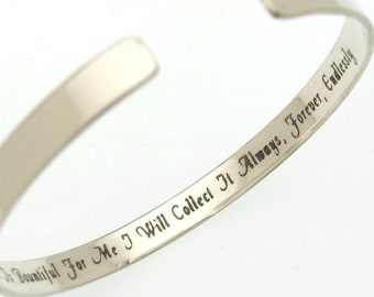 Personalisierte Sterling Silber Armreif, Geheime Nachricht Armband, Mutter der Braut Geschenk, Versteckter Text Armband, Geburtstagsgeschenk für sie