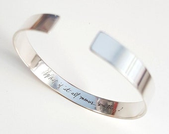 Actual Handwriting Bracelet for Her Silver Custom Signature Engraving Cuff Memorial Jewelry Personalized Gift mother birthday gift Handmade