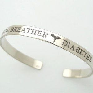 Diabetes Alert Bracelet Medical Alert Bracelet Personalized Cuff Medical ID Bracelet Caduceus Bracelet Custom Sterling Silver Cuff ID