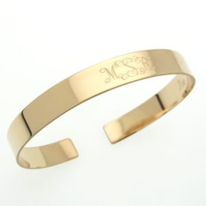 Gold Monogram Bracelet Monogram Cuff bracelet Custom engraved Gold Filled Bracelet 14K Personalized gifts Gift for her Engrave Initials cuff
