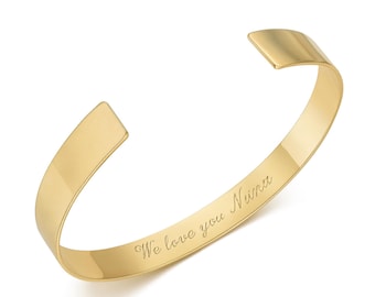 Gold versteckte gravierte Armreif personalisierte Zitat Manschette Armband Lyric Schmuck Geschenk für sie Armband Inspirational Manschette passen bis zu 12 Wörter