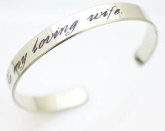 Wife Bracelet from Husband, Personalized Gifts For Wife, Sterling Silver Bangle Bracelet for Women, Gift for Her, Inspirational Jewelry