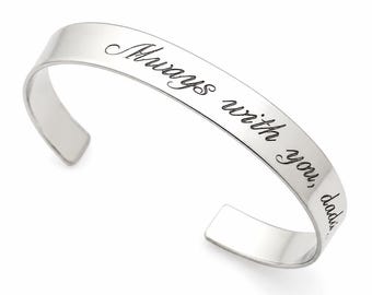Engraved Cuff bracelet Custom Message Inspiration Cuff bracelet Heart bangle Birthday gift for her Silver Adjustable