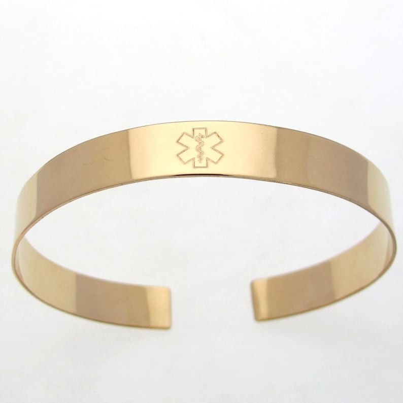 Gold ID Medical Cuff Bracelet Custom Medical Alert Bracelet Etsy UK