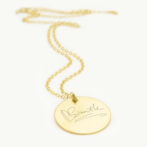 Actual Handwritten Gold Pendant Signature Necklace Keepsake Memorial Jewelry 14K Gold Filled Remembrance Necklace for Women Birthday Gift