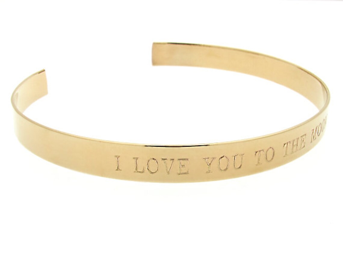 Gold Filled Personalized Cuff Bracelet Inspirational Gold Etsy
