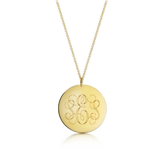 Monogram cheap disc necklace