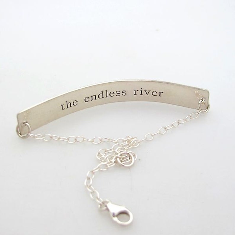 Custom Sterling Silver Bracelet Two sides engrave Nameplate Bar Nameplate Bracelet Secret Message Engraved Personalized Bar Bracelet