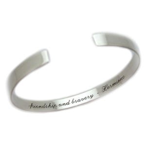 Freundschaftsarmband für Frauen Sterling Silber Gravur Manschette Armband personalisierte Geschenk für sie Skinny Armreif Armband Schreiben Silber Manschette