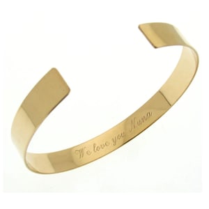 Gold Hidden Engraved Bangle Personalized Gold Gilled Cuff Bracelet Inside Quote Lyrics Jewelry Gift for her Gold Bracelet Inspirational cuff