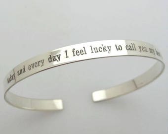 Inspirational Bracelet Personalized Cuff Bracelet Custom Sterling Silver Bangle Bracelet Engraved Bracelets Mom bracelet Birthday Gift her