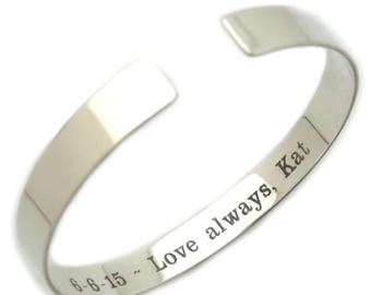 Secret Message Bracelet Sterling Silver Message Bracelet Custom Cuff Bracelet Engraved bracelet Inspirational Quote Hidden Message Cuff gift
