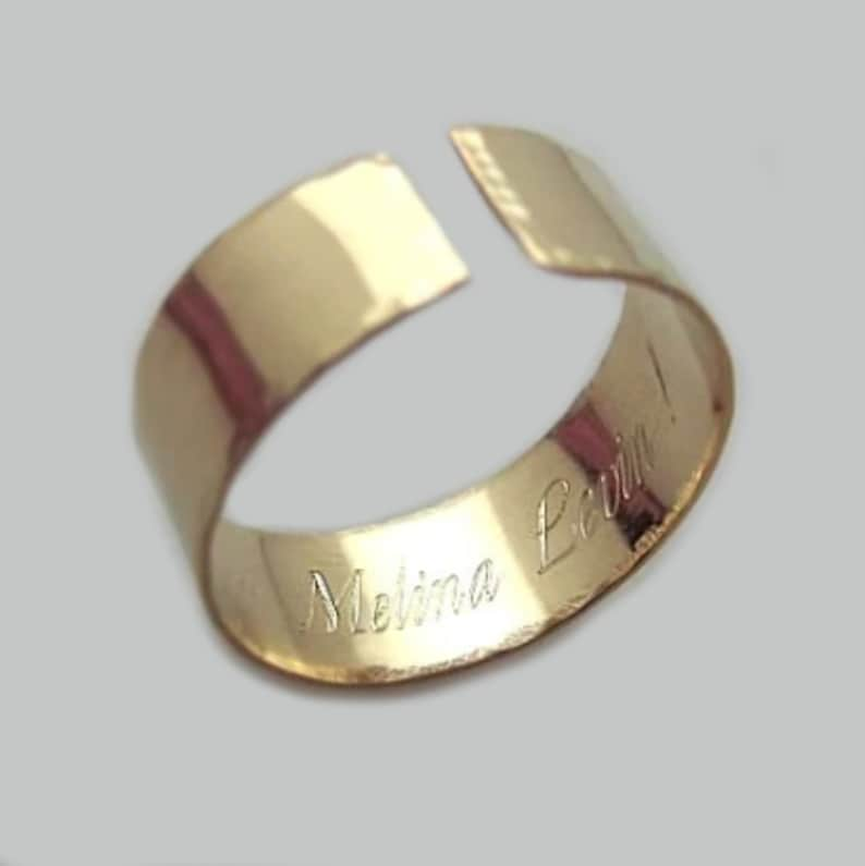 Gold Secret Message Ring Hidden Message Ring, Personalized Gold Ring Custom Ring Engraved Ring Wide Gold Ring Band Birthday Gift For Women image 1