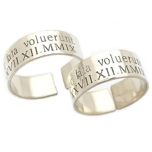 Personalized Couple Rings Set Roman Numeral Dates Bands Couple Anniversary Gift 925 Sterling Silver Bands Gift for His, Her Set of 2 Rings
