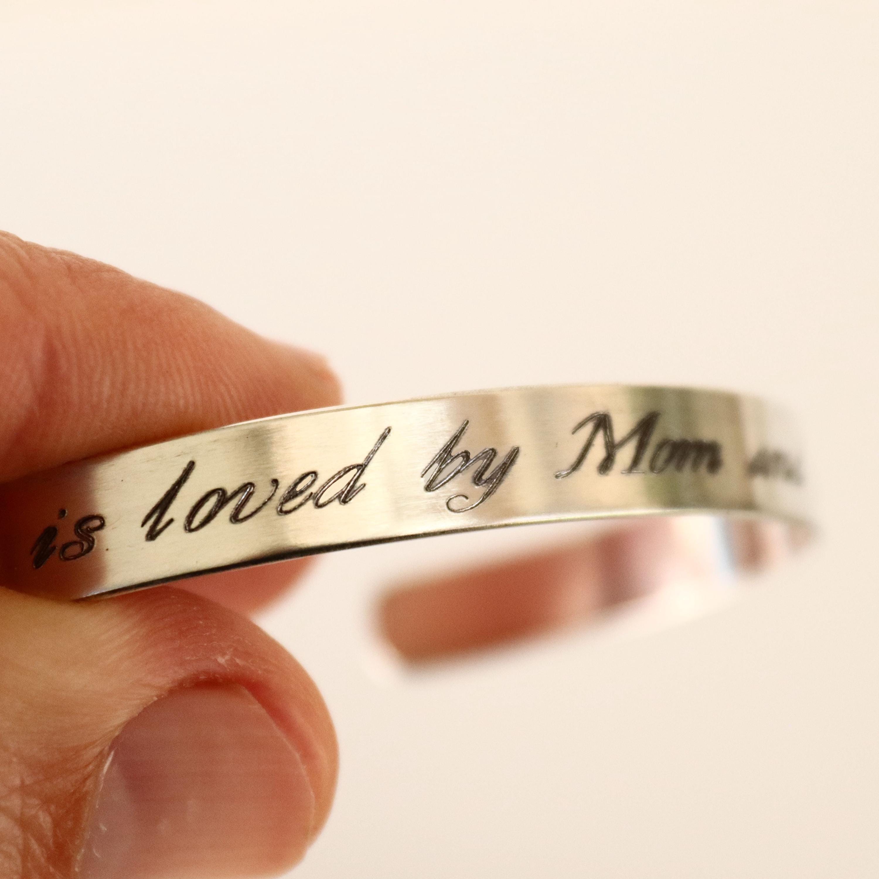Custom Engraved Sterling Silver Cuff bracelet for women Personalized Gift for Her Silver bracelet with words Birthday Gift from Mom