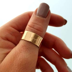 Gold Filled Thumb Ring Gold Cigar Band Cuff Wide Boho Thumb Ring for Women and Men Personalized Ring Adjustable Open Band Statement Ring