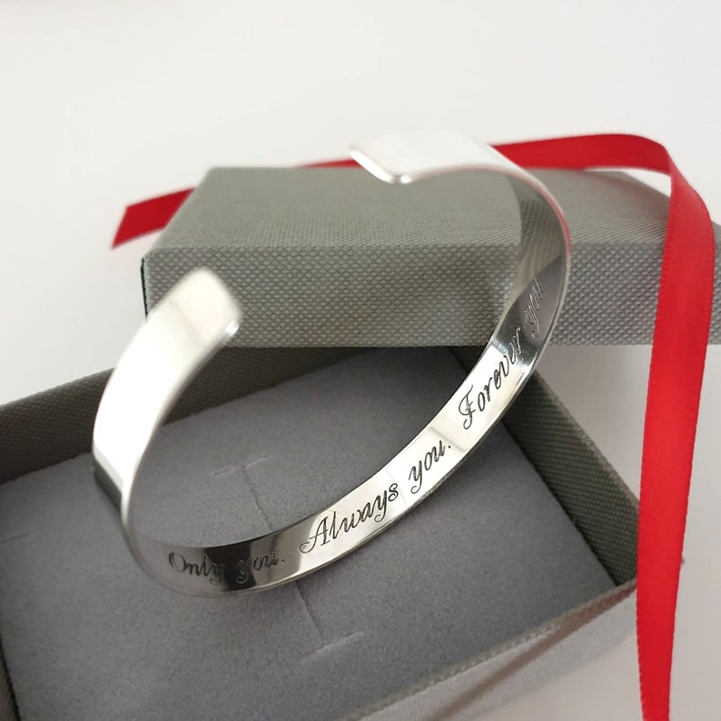 Custom Engraved Cuff Bracelet Sterling Silver Bracelet for Etsy