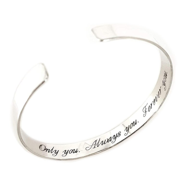 Custom Engraved Cuff Bracelet Sterling Silver Bracelet for Etsy