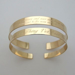 Personalized Gold Bracelet. Message Cuff Bracelet Inspirational Quote Bracelet Long Text Engraved Bangle Bracelet Gold Cuff Gift for her image 4