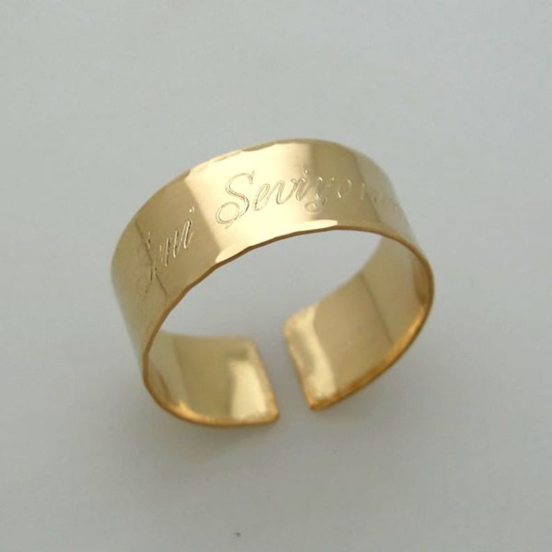 Gold Secret Message Ring Hidden Message Ring, Personalized Gold Ring Custom Ring Engraved Ring Wide Gold Ring Band Birthday Gift For Women image 3