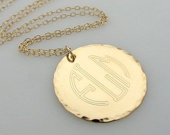 Kreis Block Monogramm Buchstaben Anhänger, runde 3 Initialen Disc Halskette Personalisierte Gold Monogramm Anhänger Halskette Geburtstagsgeschenk sie