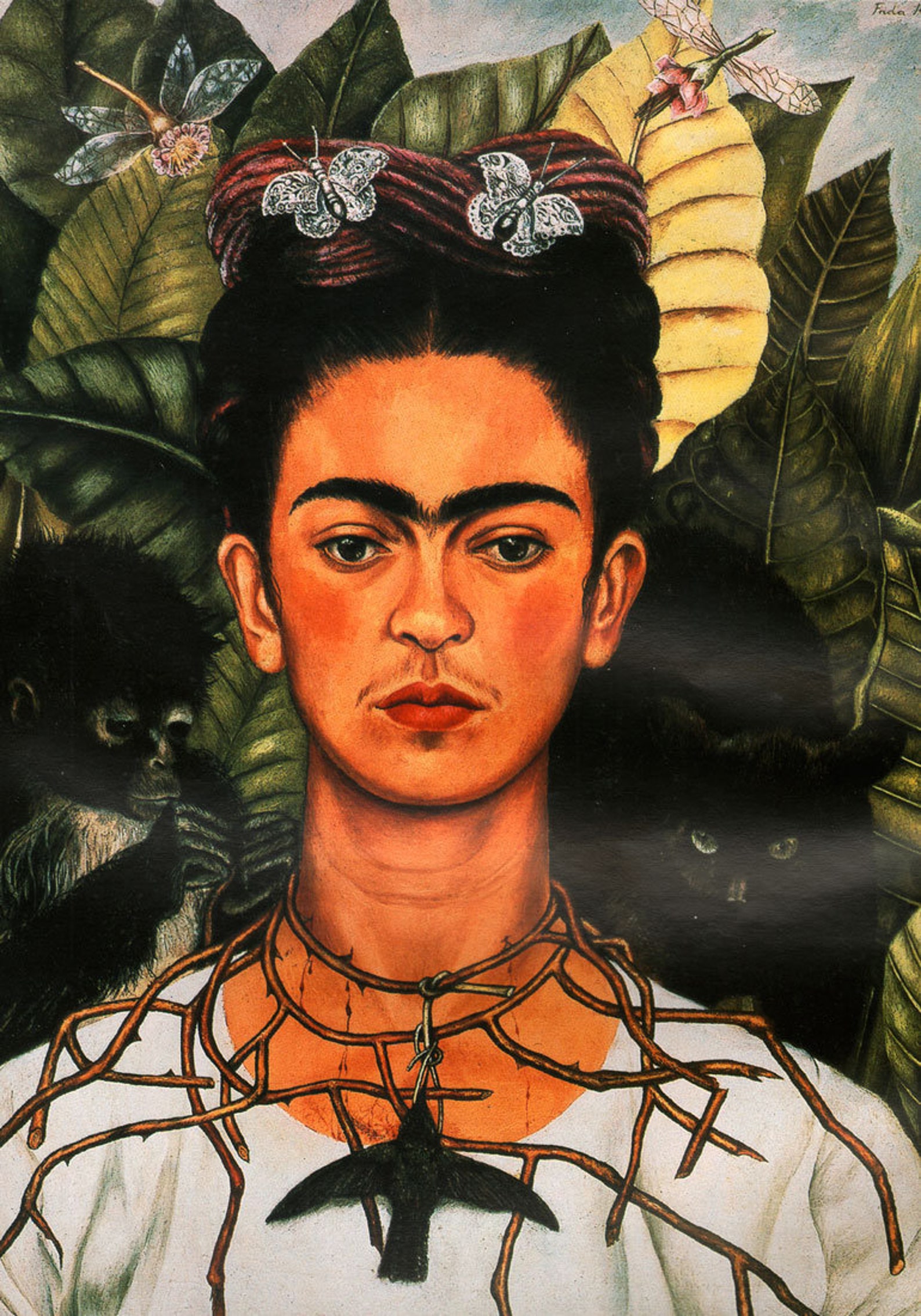 Canvas Print Frida Kalo Art 01 Self-portrait with necklace of | Etsy