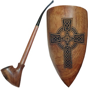 13.2&quot; long tobacco pipe CHURCHWARDEN | pipes - (33cm) Celtic Cross For 9mm filter use