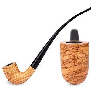 10.2&#39;&#39; Long Olive Wood Tobacco Pipe Tolkien&#39;s symbol - (26cm) for 9mm Filter