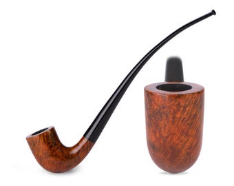 10.2'' Long Dark Brown Briar Wood Tobacco Smoking Pipe - (26cm) for 9mm Filter. Worldwide Shipping.